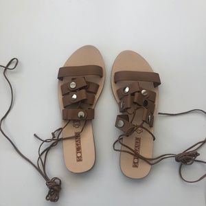 Sol Sana Division Tan Sandals - Tie Up
